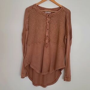 Free People Brown Long Sleeve Top